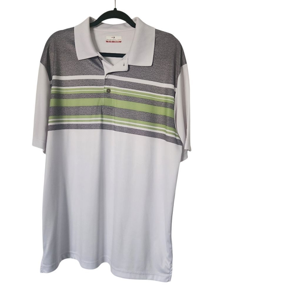 Grand Slam Mens Short Sleeve Partial Striped Polo Shirt Size XL